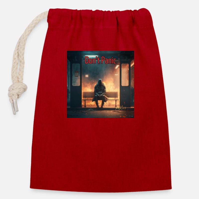 Don t Panic - Closable cotton gift bag (14x20cm) - red