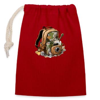 Reiserucksack Nr. 1 - Verschließbarer Geschenkbeutel aus Baumwolle (14x20cm) - Rot - Vorne