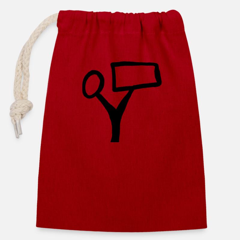 Tree text - Closable cotton gift bag (14x20cm) - red