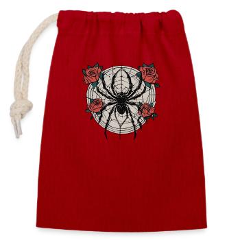Araignée / Toile / Animal de compagnie / Reptile / Huit pattes - Sac cadeau en coton avec cordon (14 x 20 cm) - rouge - Devant