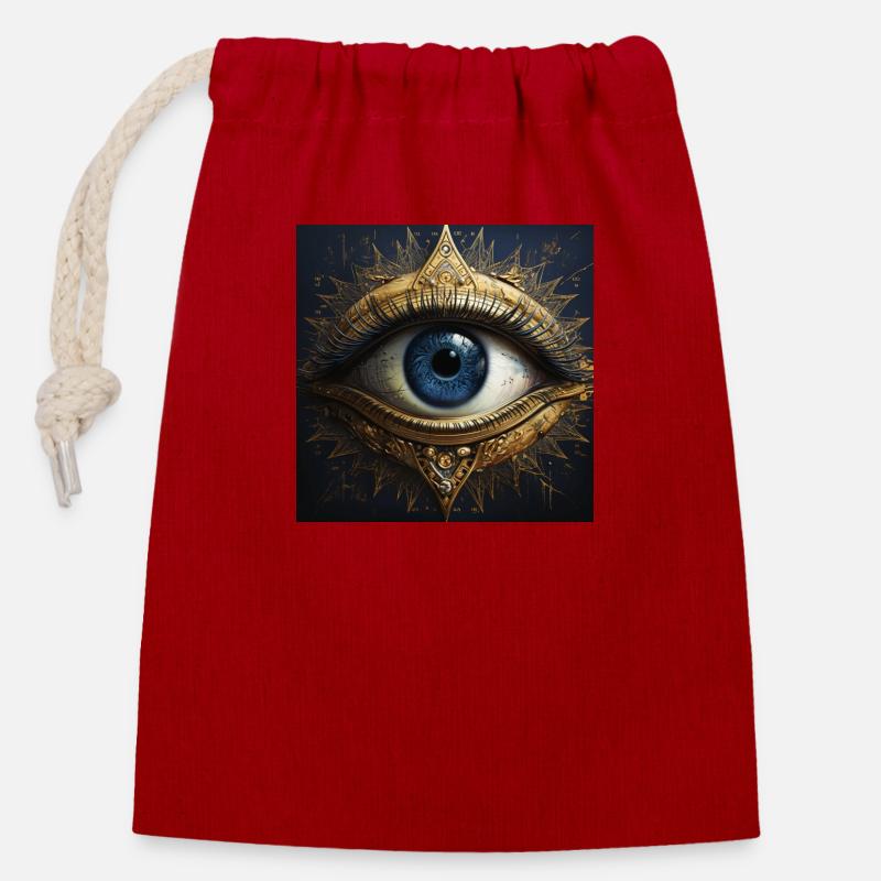 Eye mandala - Verschließbarer Geschenkbeutel aus Baumwolle (14x20cm) - Rot