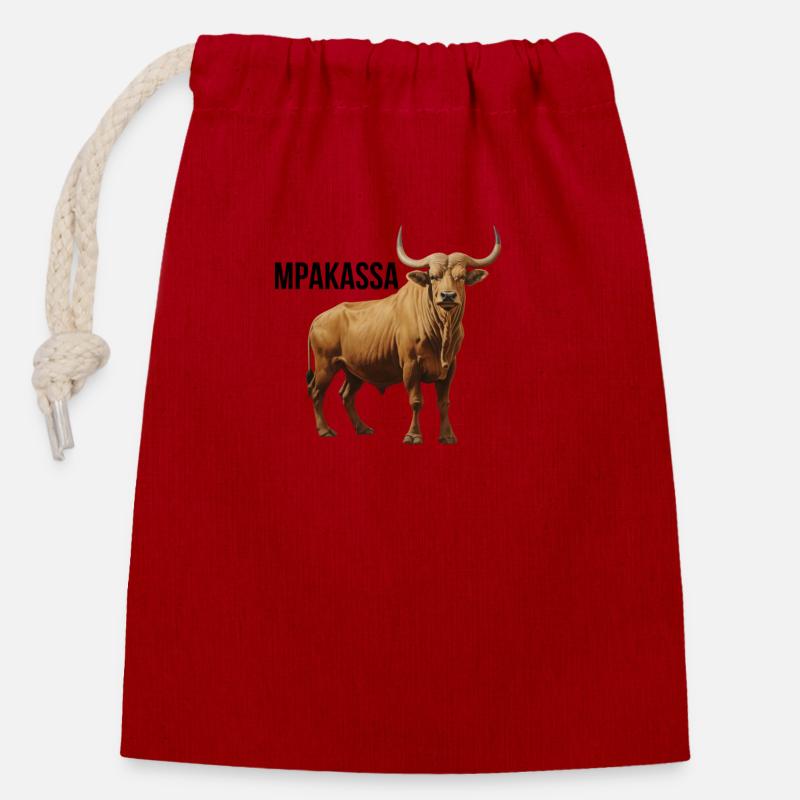 MPAKASSA - Sac cadeau en coton avec cordon (14 x 20 cm) - rouge