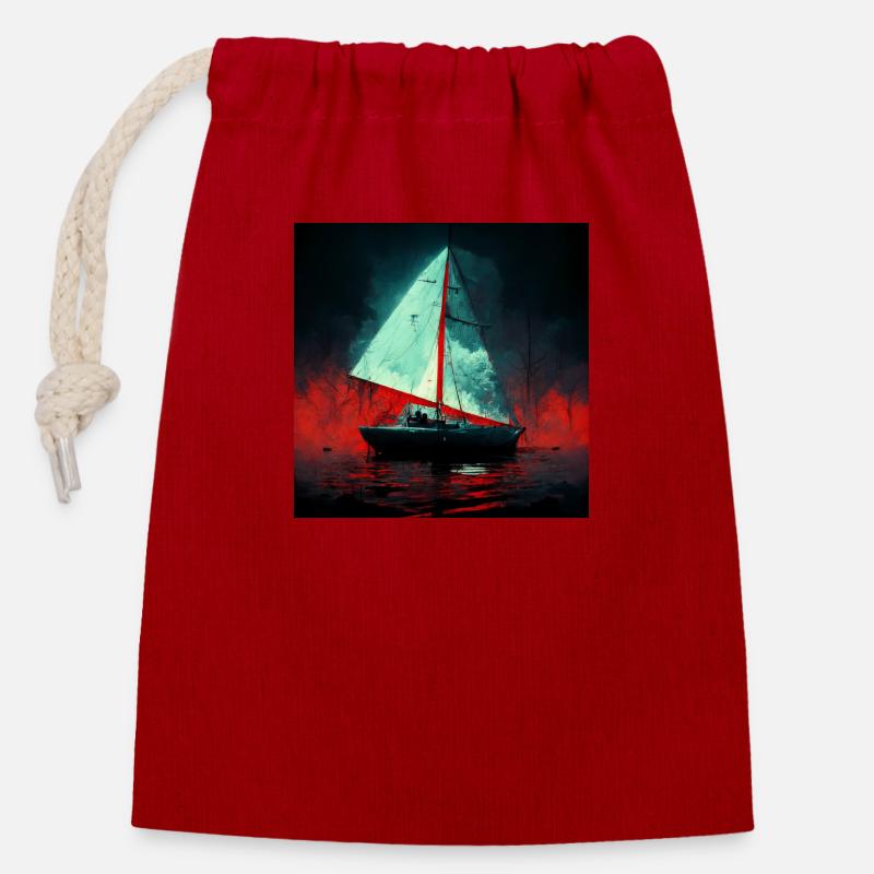 Psychopath's sailing boat - Closable cotton gift bag (14x20cm) - red