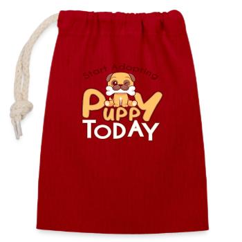 Start Adopting Puppy today - Closable cotton gift bag (14x20cm) - red - Front