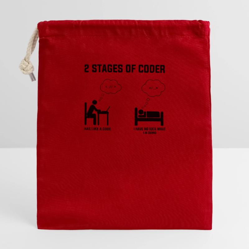 2 étapes du codeur - Idée cadeau Codage de code d’humour Sac cadeau en coton avec cordon (14 x 20 cm)