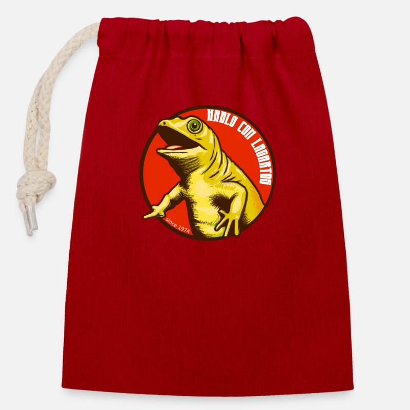 Lizard - Closable cotton gift bag (14x20cm) - red