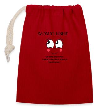 Woma"leiser" - Verschließbarer Geschenkbeutel aus Baumwolle (14x20cm) - Rot - Vorne