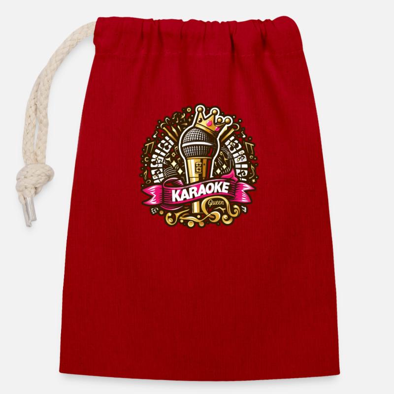 Karaoke Queen Logo - Closable cotton gift bag (14x20cm) - red