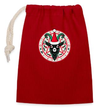 Pentagram goat christmas - Closable cotton gift bag (14x20cm) - red - Front