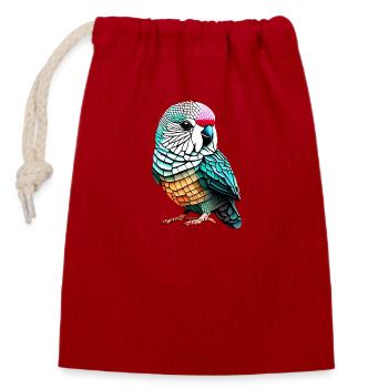 Perruche Oiseau Calopsitte Propriétaire d’oiseau - Sac cadeau en coton avec cordon (14 x 20 cm) - rouge - Devant