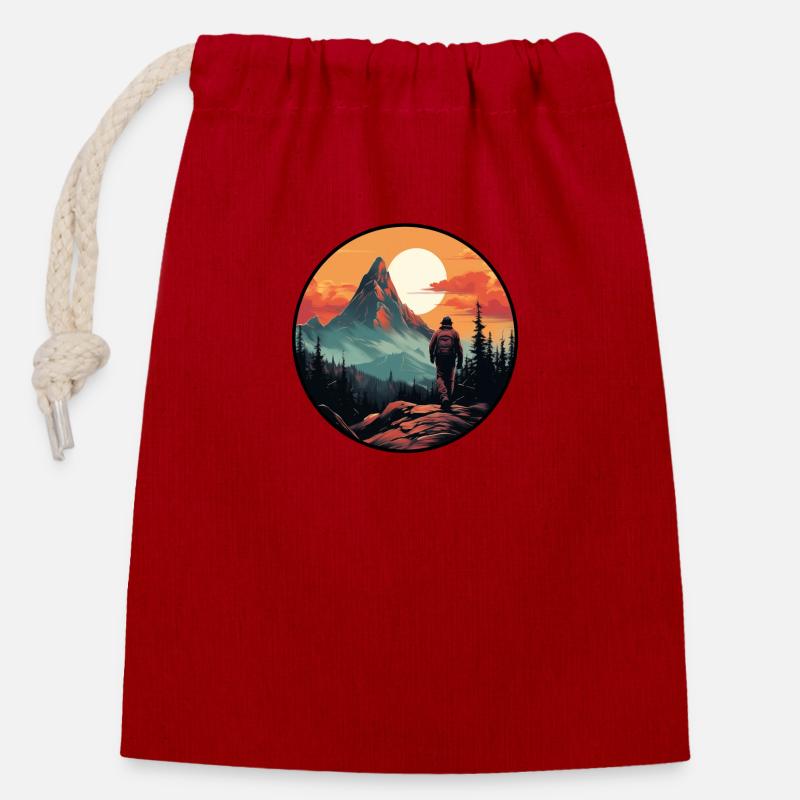 Wander - Closable cotton gift bag (14x20cm) - red