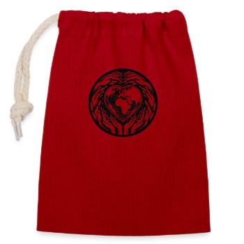 Un seul monde - Sac cadeau en coton avec cordon (14 x 20 cm) - rouge - Devant