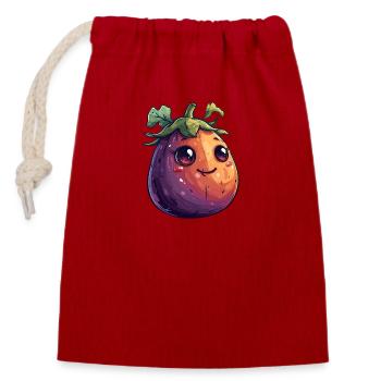 Aubergine Comic Face - Sac cadeau en coton avec cordon (14 x 20 cm) - rouge - Devant