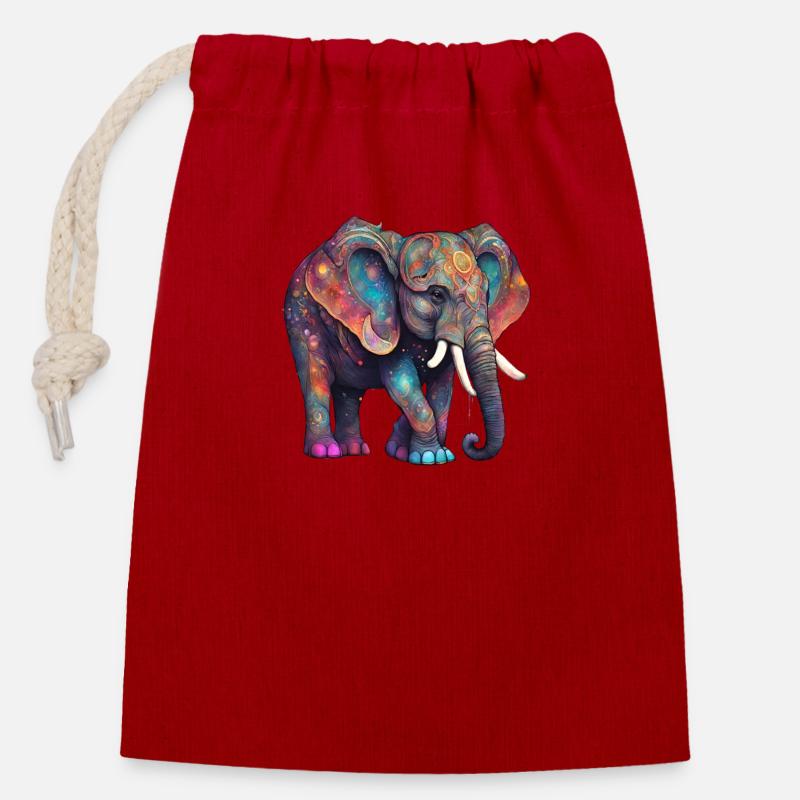 magic elephant - Verschließbarer Geschenkbeutel aus Baumwolle (14x20cm) - Rot