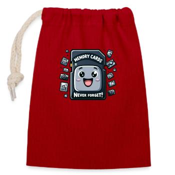 Les cartes mémoire n’oublient jamais - Sac cadeau en coton avec cordon (14 x 20 cm) - rouge - Devant