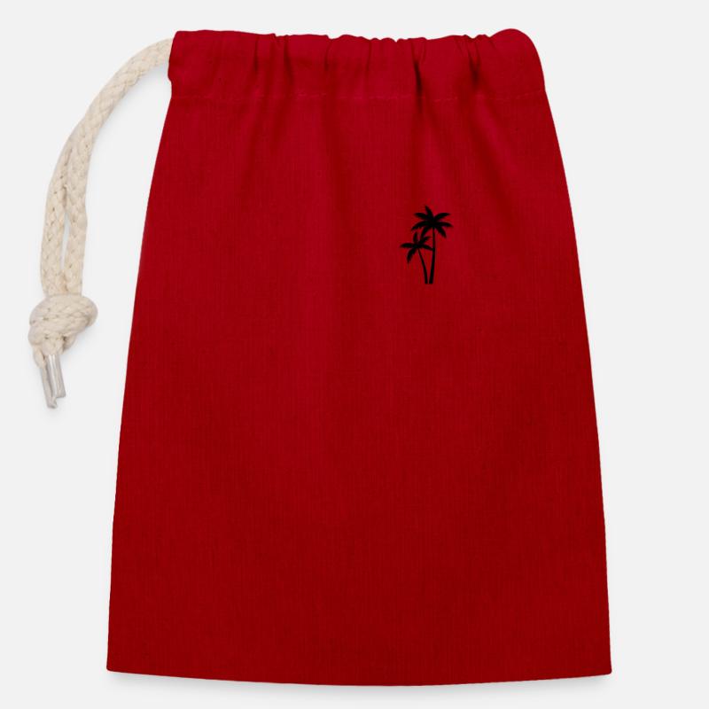 Palmier - Sac cadeau en coton avec cordon (14 x 20 cm) - rouge