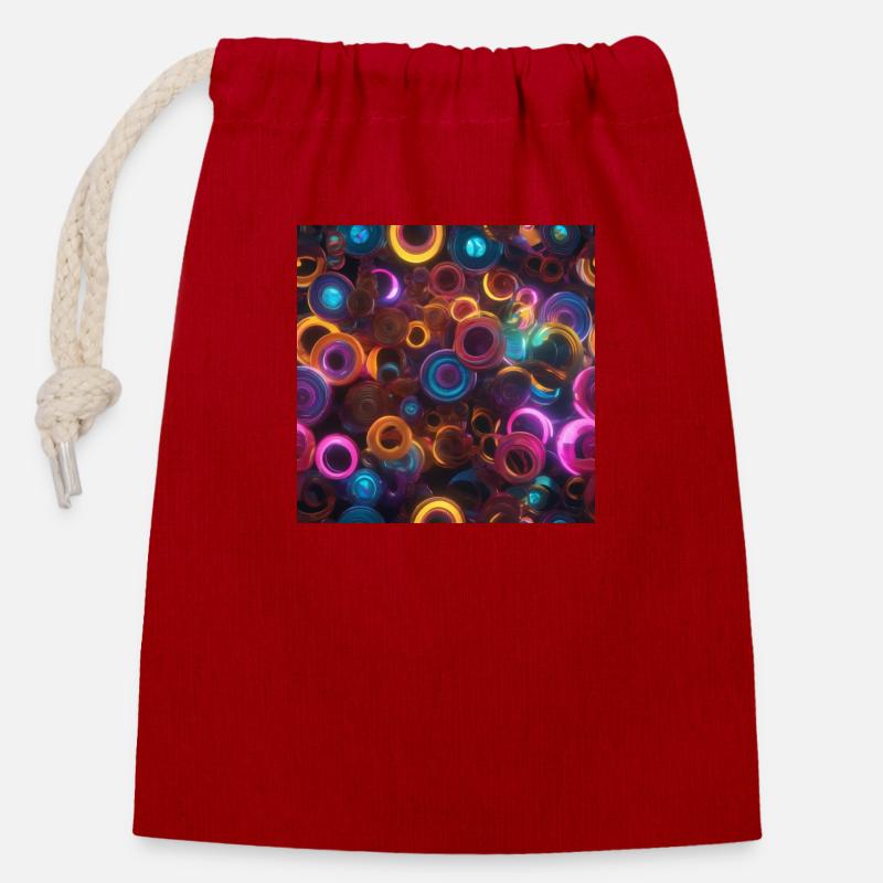 Néons - Sac cadeau en coton avec cordon (14 x 20 cm) - rouge