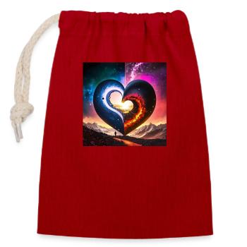 Glühwürmchen Liebe Ying Yang - Verschließbarer Geschenkbeutel aus Baumwolle (14x20cm) - Rot - Vorne