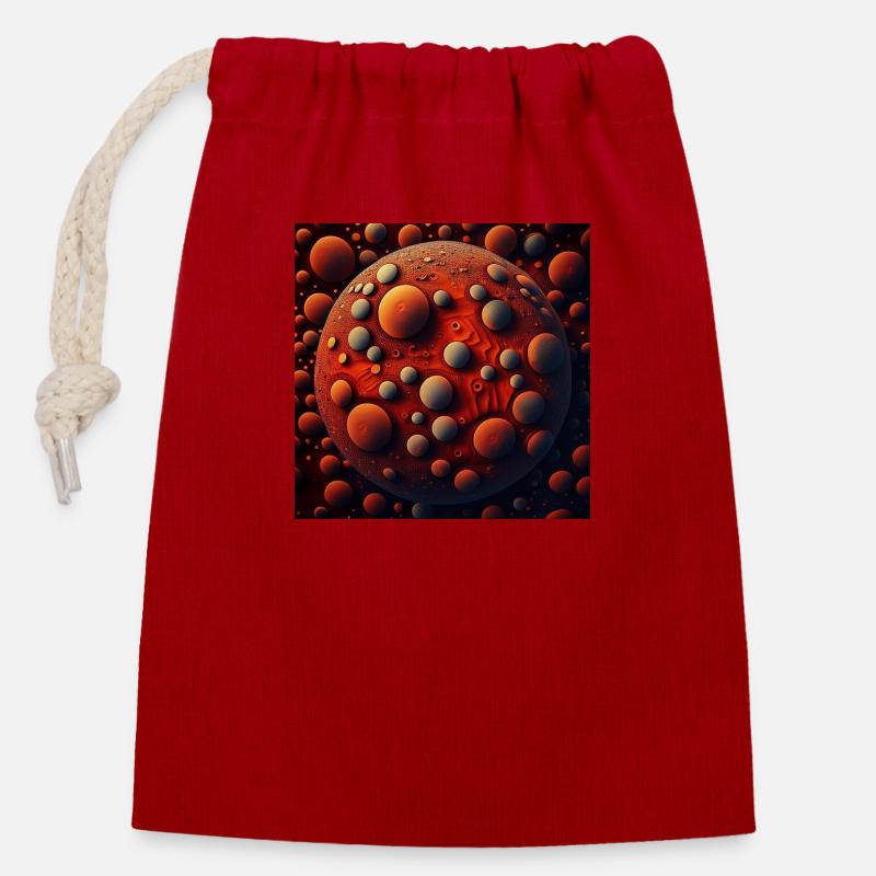 Feurige Planetenkugeln - Verschließbarer Geschenkbeutel aus Baumwolle (14x20cm) - Rot
