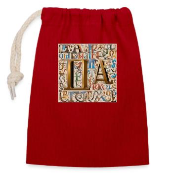 "Greek Letter Fashion: Classic Elegance" - Closable cotton gift bag (14x20cm) - red - Front