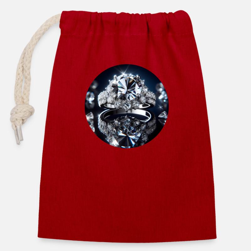 Diamant - Sac cadeau en coton avec cordon (14 x 20 cm) - rouge