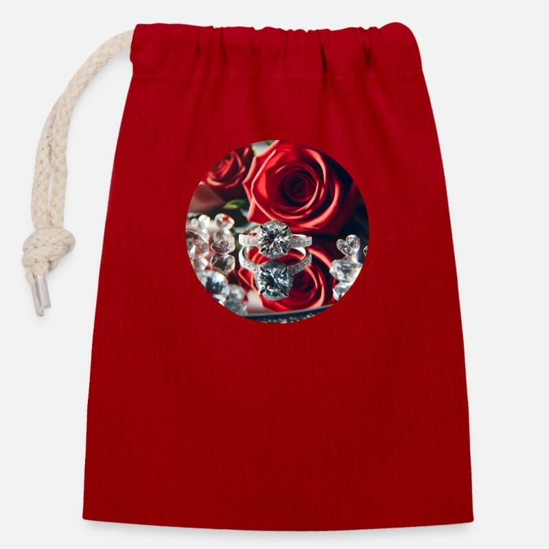 Diamond - Closable cotton gift bag (14x20cm) - red
