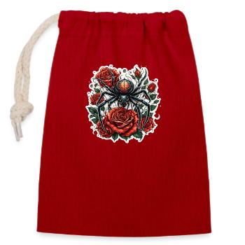 Araignée / Toile / Animal de compagnie / Reptile / Huit pattes - Sac cadeau en coton avec cordon (14 x 20 cm) - rouge - Devant