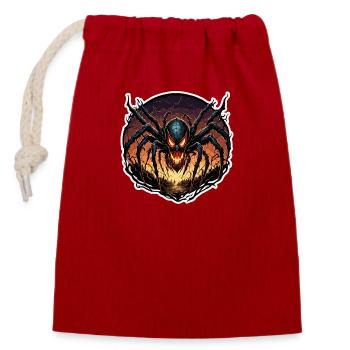Araignée / Toile / Animal de compagnie / Reptile / Huit pattes - Sac cadeau en coton avec cordon (14 x 20 cm) - rouge - Devant