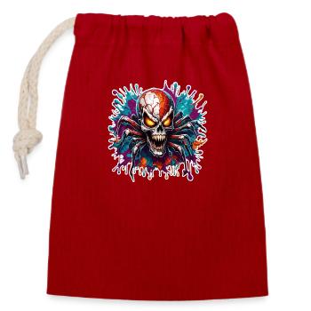 Araignée / Toile / Animal de compagnie / Reptile / Huit pattes - Sac cadeau en coton avec cordon (14 x 20 cm) - rouge - Devant