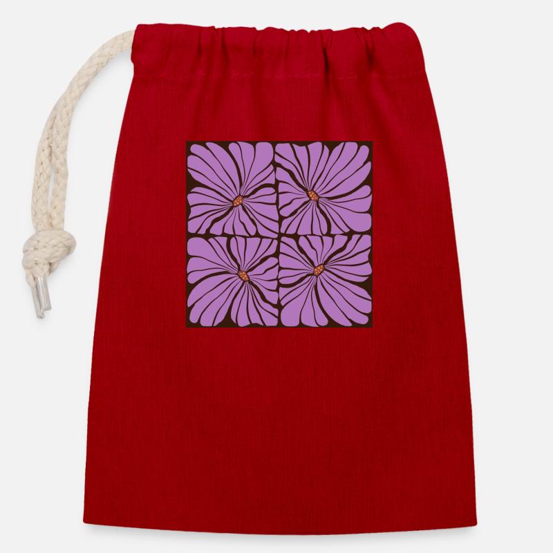 F45 - Sac cadeau en coton avec cordon (14 x 20 cm) - rouge