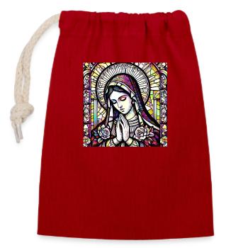 virgin mary jesus bible christian religion madona - Closable cotton gift bag (14x20cm) - red - Front