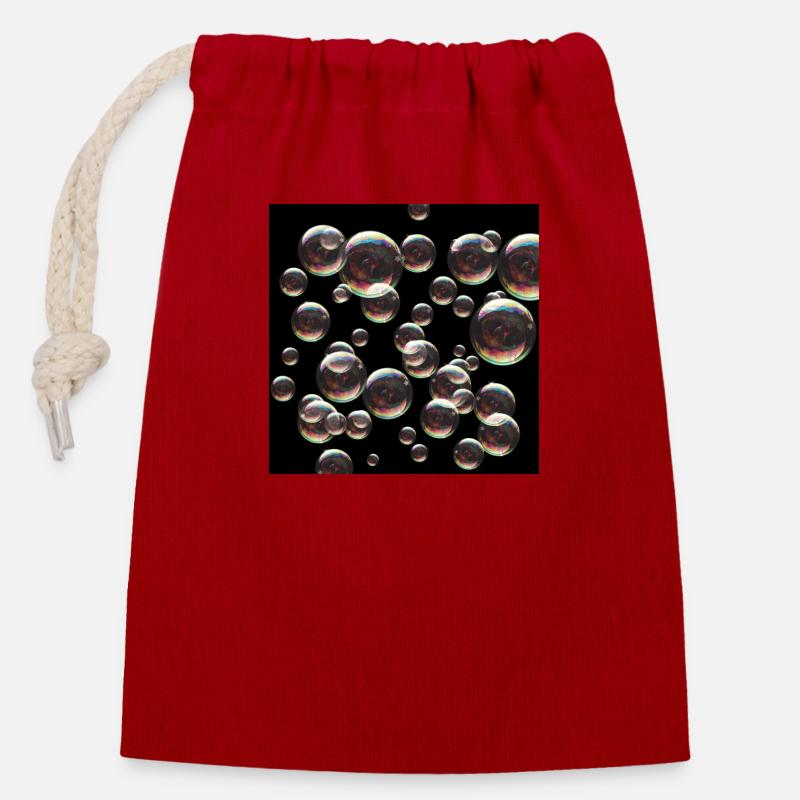bubbles - Closable cotton gift bag (14x20cm) - red