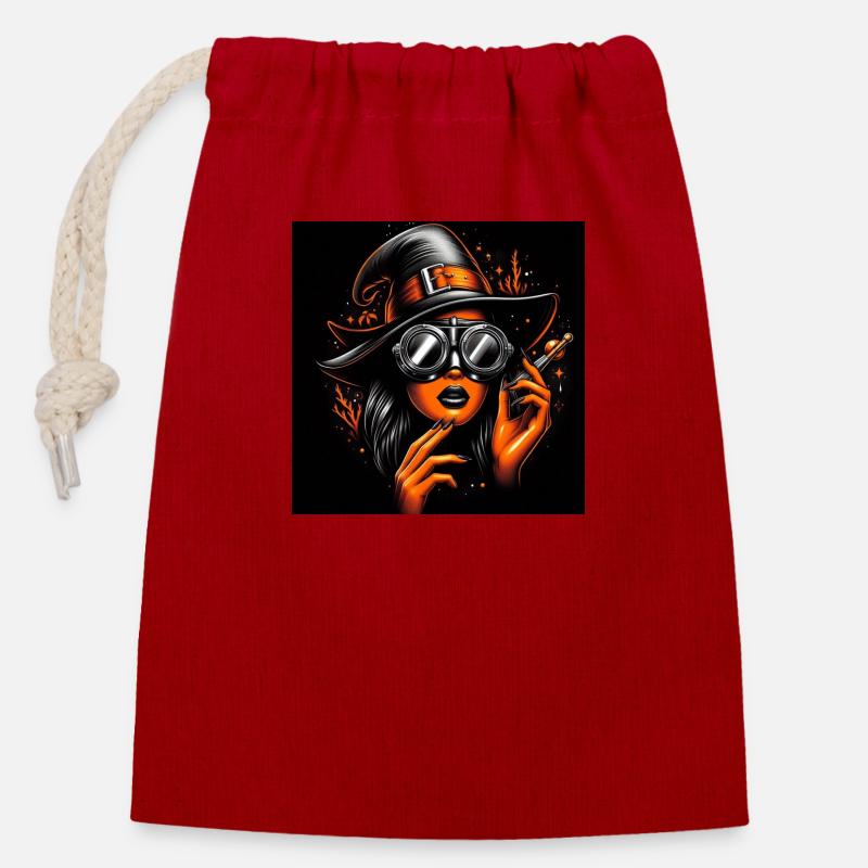 SORCERER - Closable cotton gift bag (14x20cm) - red