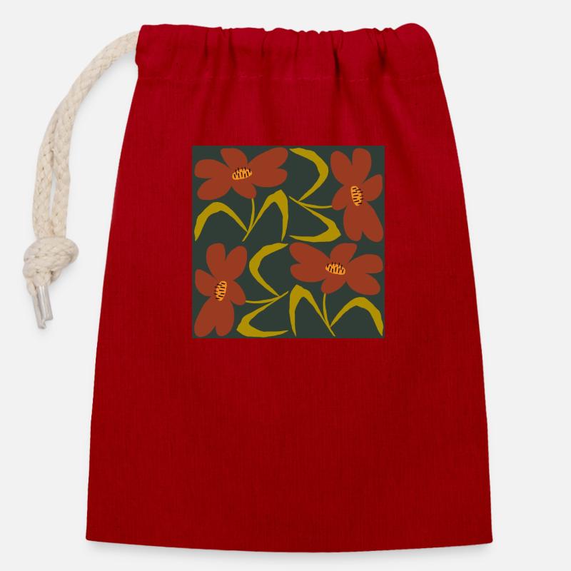 F66 - Sac cadeau en coton avec cordon (14 x 20 cm) - rouge