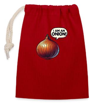 I am an Onion! - Verschließbarer Geschenkbeutel aus Baumwolle (14x20cm) - Rot - Vorne