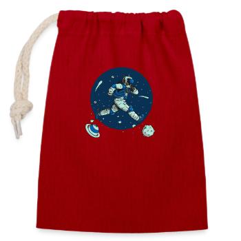 Cosmonaut Runner - Closable cotton gift bag (14x20cm) - red - Front