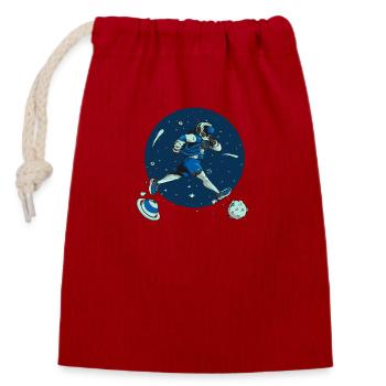 A cosmonaut runner - Closable cotton gift bag (14x20cm) - red - Front
