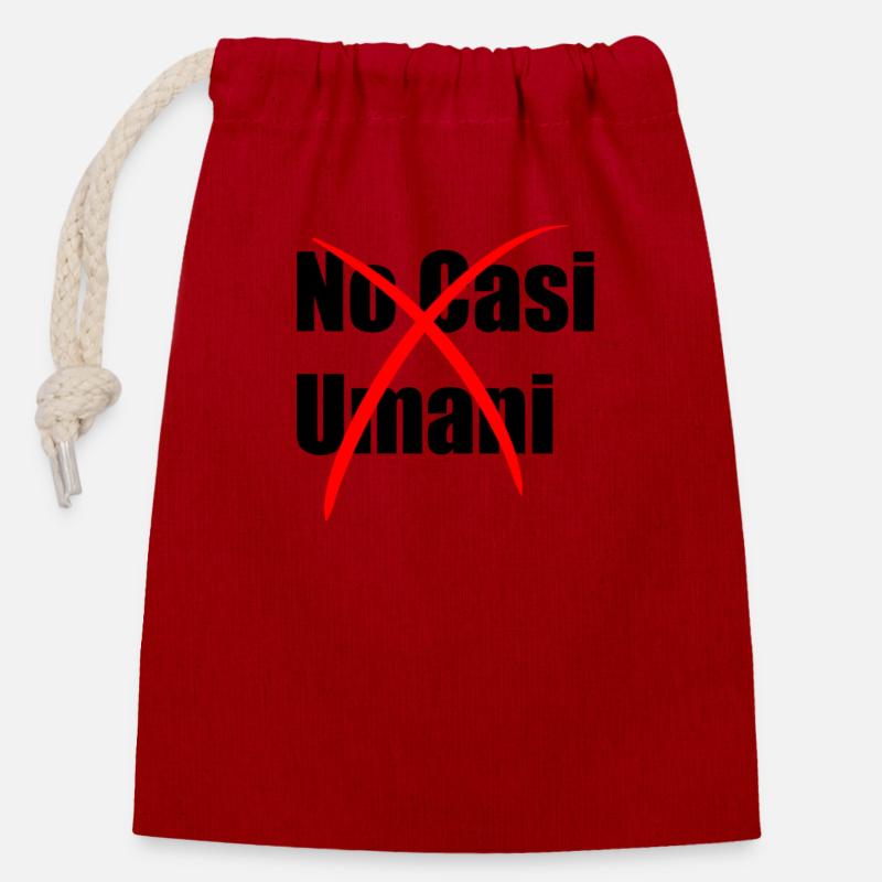 No human cases - Closable cotton gift bag (14x20cm) - red