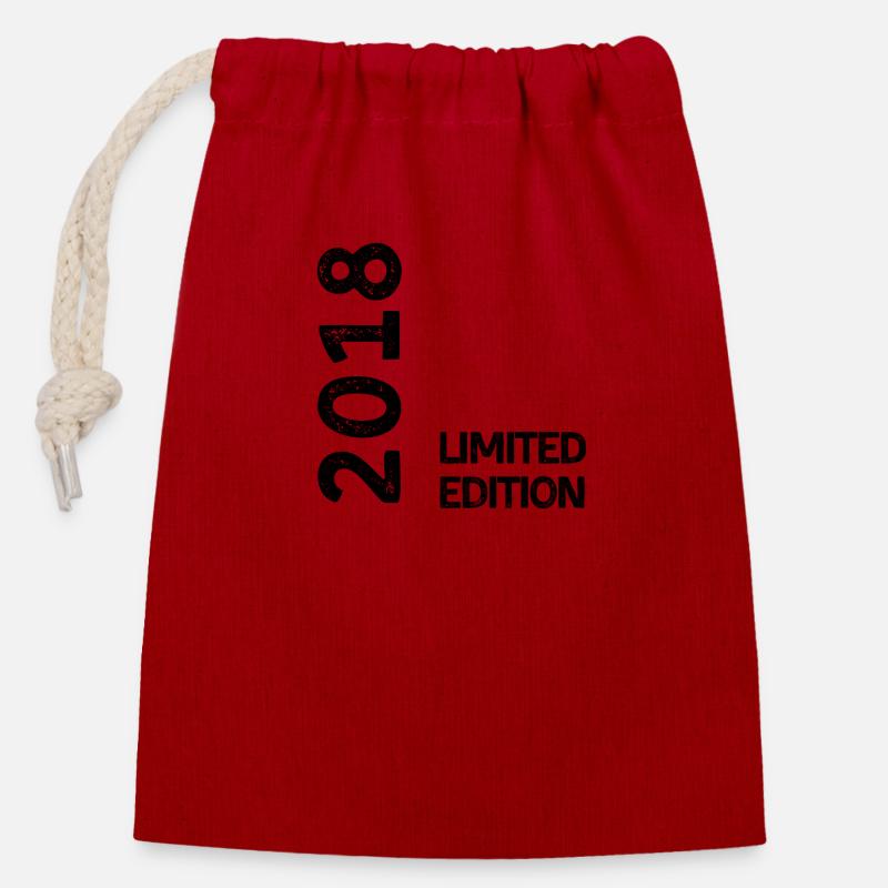 2018 limited edition - Sac cadeau en coton avec cordon (14 x 20 cm) - rouge
