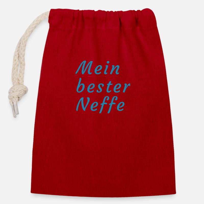 Mein Bester Neffe - Verschließbarer Geschenkbeutel aus Baumwolle (14x20cm) - Rot