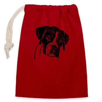Boxer Welpe - Verschließbarer Geschenkbeutel aus Baumwolle (14x20cm) - Rot - Vorne
