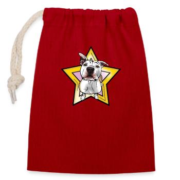 American Staffordshire Terrier mit Stern als Comic - Verschließbarer Geschenkbeutel aus Baumwolle (14x20cm) - Rot - Vorne