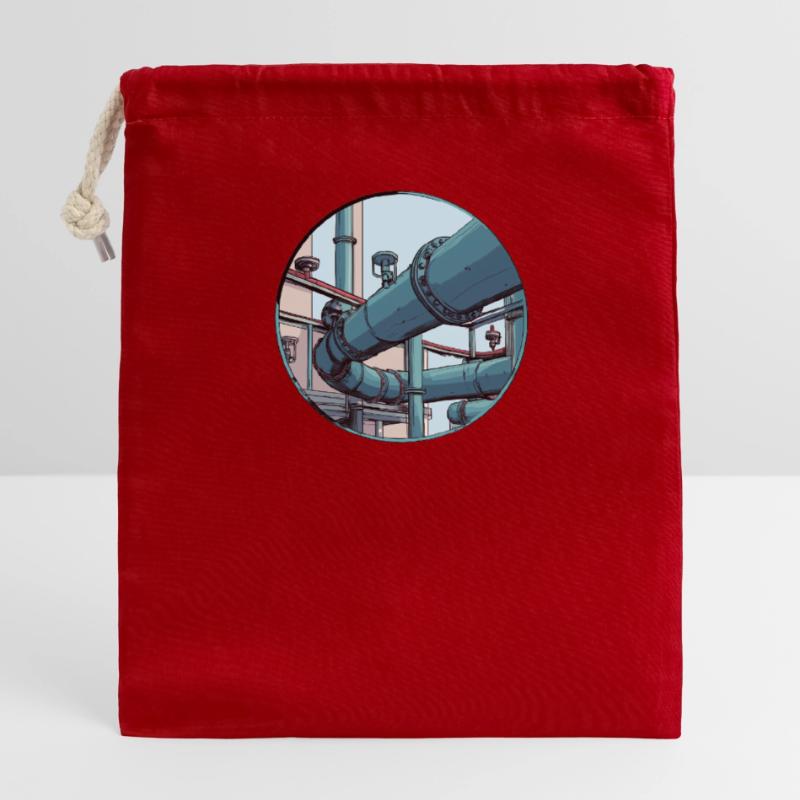 Modern pipe construction – function and aesthetics Closable cotton gift bag (14x20cm)