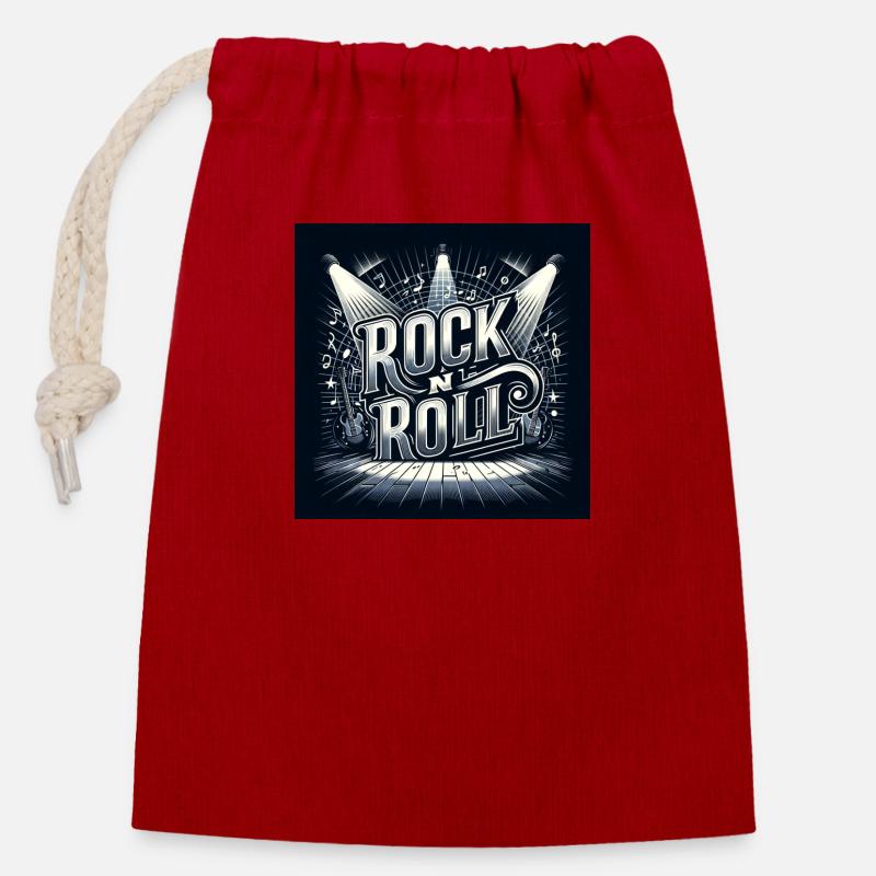 Rock n roll - Closable cotton gift bag (14x20cm) - red