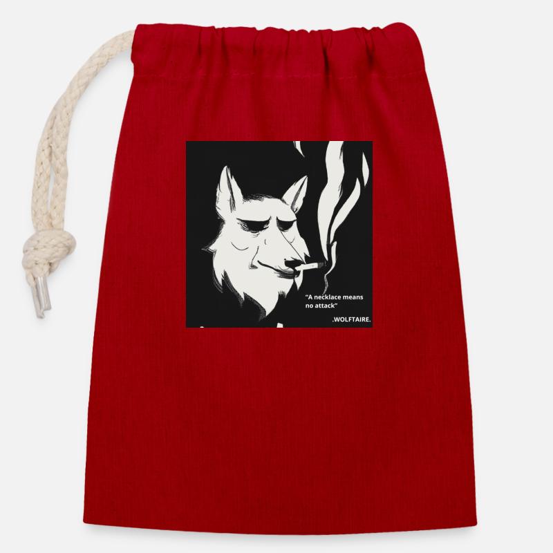 WOLFTAIRE - Sac cadeau en coton avec cordon (14 x 20 cm) - rouge