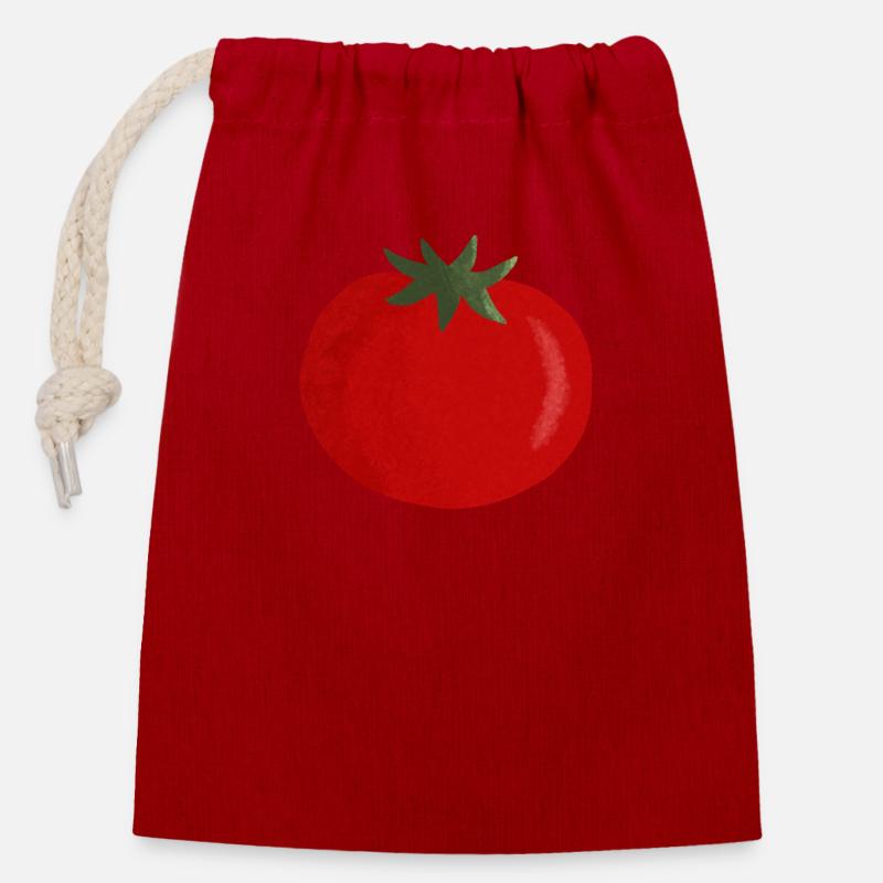 tomate - Sac cadeau en coton avec cordon (14 x 20 cm) - rouge