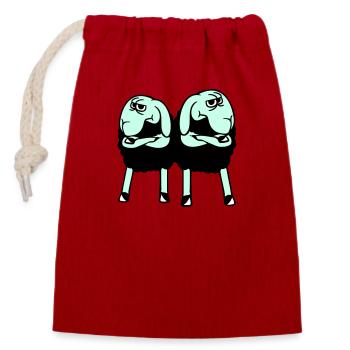 2 Sheep Crossed Arms Offended Friends Team - Closable cotton gift bag (14x20cm) - red - Front