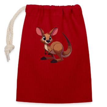 Kangaroo Joey - Closable cotton gift bag (14x20cm) - red - Front