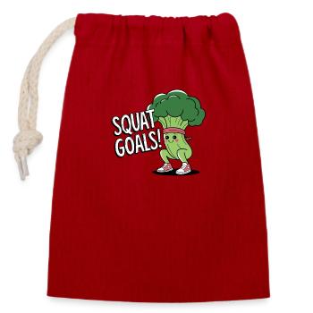 Squat Goals - Closable cotton gift bag (14x20cm) - red - Front