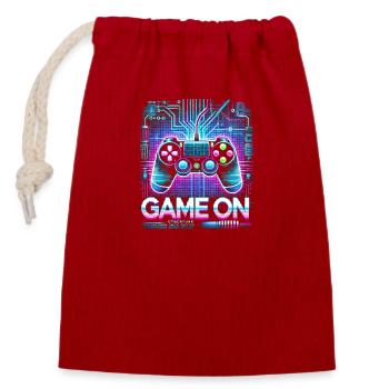 GAME ON - Verschließbarer Geschenkbeutel aus Baumwolle (14x20cm) - Rot - Vorne
